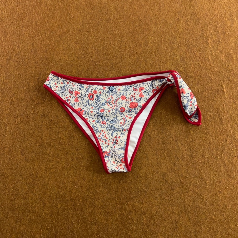Tularosa Womens Medium Red Floral Side Tie Bikini Bottom New